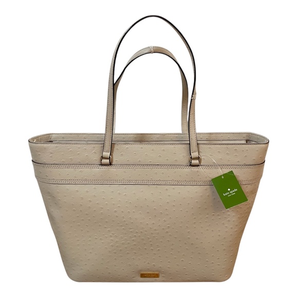 Brand New Luxurious Beige Leather Large Designer Tote Bag by Kate Spade - Picture 3 of 11